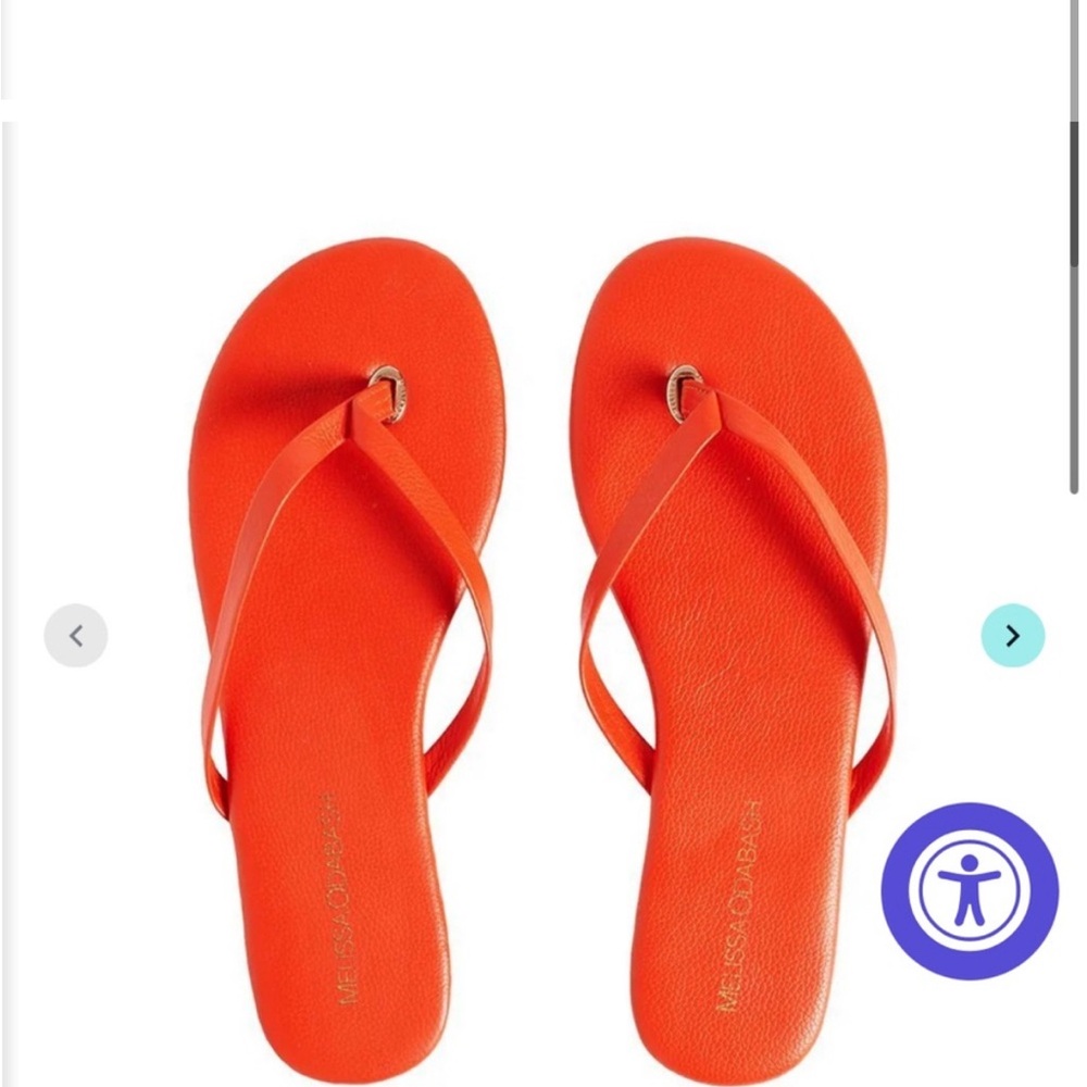 🧡 Melissa Odabash  Bright Orange Leather  Flip Flops